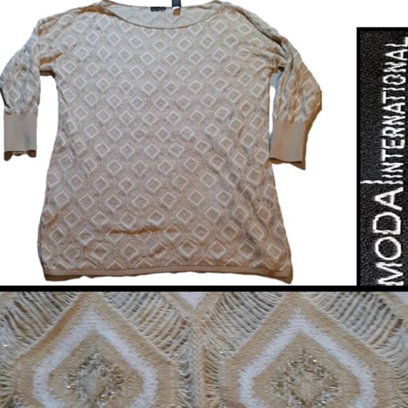 Semi-sheer shimmer long sleeve top - Picture 1 of 13
